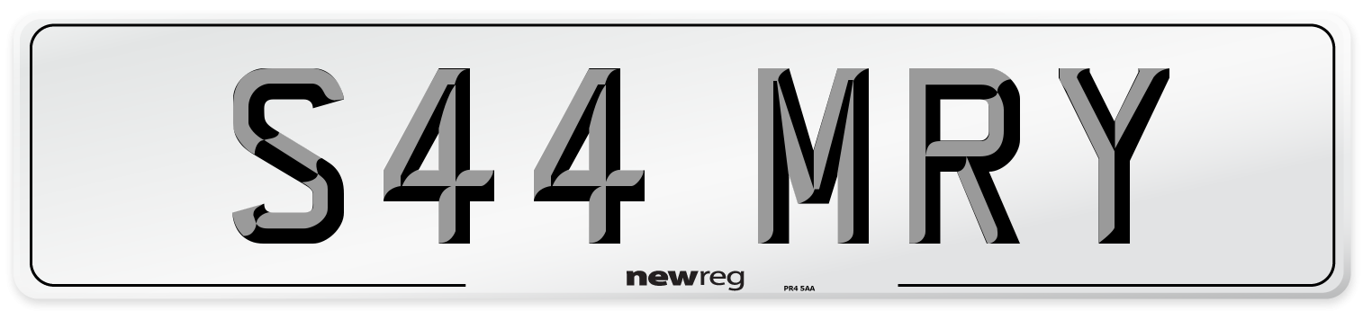 S44 MRY Number Plate from New Reg